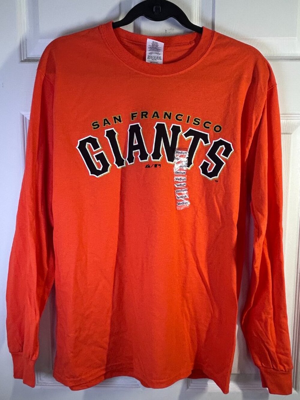 San Francisco Giants Long Sleeve Orange T-Shirt On Gildan Tag - Medium
